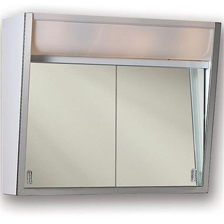 JENSEN Jensen 327LP 28 x 19 in. 4 Light 2 Door Flair Polished Stainless Steel Surface Mounted Medicine Cabinet; Basic White 327LP